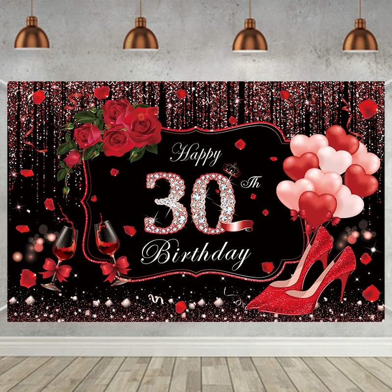 Червен Банер с 30-та годишнина, Бижута за жени, Червен, Черен, С Пайети, с Диаманти, Червени Обувки на Висок Ток, на