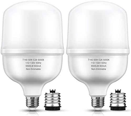 Сверхяркие крушки LOHAS, Еквивалент на 450-500ВТ, гараж led лампа E26 капацитет 5500ЛМ, Дневна светлина 5000 До Крушка