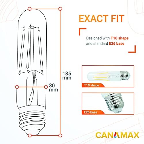Canamax T10 E26 Тръбна лампа Едисон 6 W 120 На Висока мощност Топло бяла светлина 2700 До 650 lm за битови или търговска