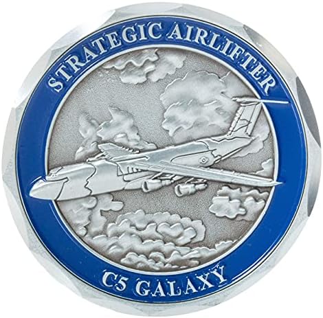 Монета на Военно-транспортен самолет на военновъздушните сили на САЩ C-5 Galaxy Challenge и Синьо Кадифе Кутия за показване