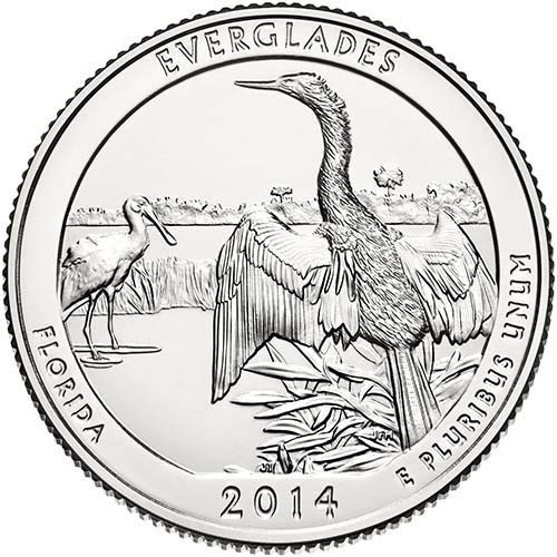 2014 D BU Национален парк Евърглейдс във Флорида NP Quarter Choice Необращенный монетен двор на САЩ