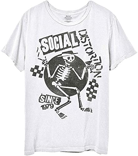 Тениска Social Distortion с логото на Speakeasy Checkerboard Band Официалното Бял Цвят, Размер XL