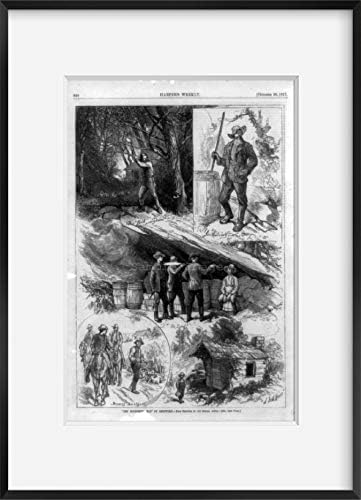 БЕЗКРАЙНИ СНИМКИ Реколта снимка 1877 г.: Самогонщик от Кентъки, Съставена от 5 Сцени самогонного шоу в