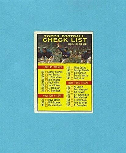 1961 Topps 198 списък с 133 от 198 Футболна карта - Грозен Футбол карта