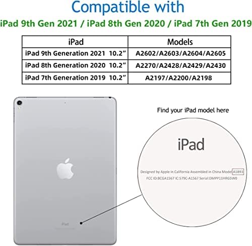 Калъф YOYOYX за iPad 9th / 8th / 7th поколение (2021/2020/2019) 10,2 инча, Тънък Защитен калъф, Сгъваема поставка от