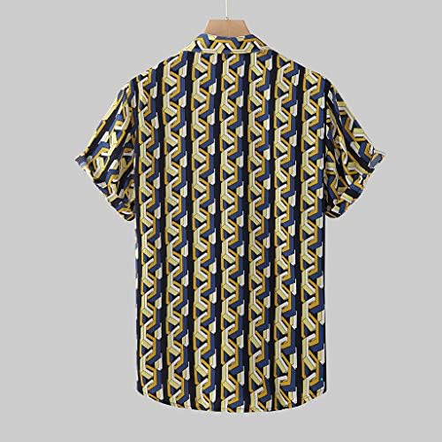 Реколта Ризи за Мъже, Шарени, Хавайска Риза с Къс Ръкав, Лятна Тениска на Копчета Свободно, Намаляване, Ежедневни, Плажни Върховете