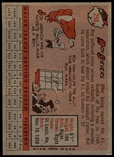 1958 Topps 250 Рой Sivers Вашингтон Сенатърс (Бейзболна картичка) EX+ Сенатори