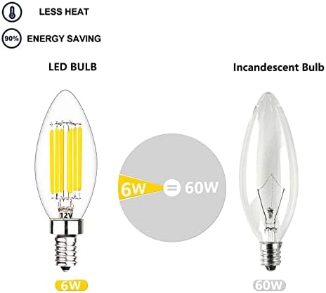 12 Вольтовые led лампи-Свещници E12 ниско напрежение led Крушки 60 W, Еквивалентни на Неутрален Бяло 4000K, Лампа E12 12V 6W 600LM DC 12-24, 6 бр.