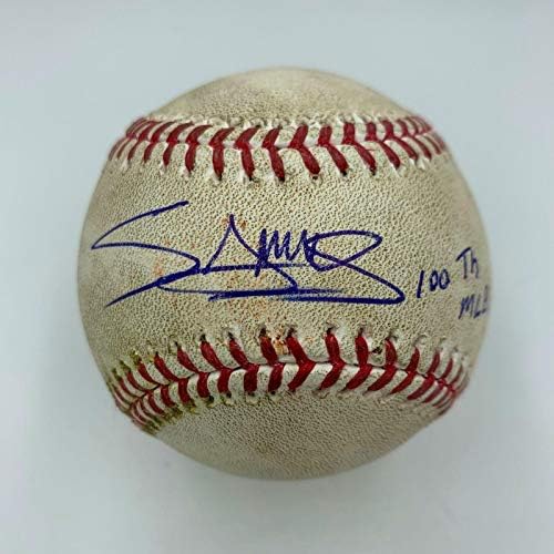 РЯДКО Мигел Сано Подписа 100-ти Хит В кариерата, Използван игра в MLB Бейзбол Аутентифицирована - MLB Използвани Бейзболни