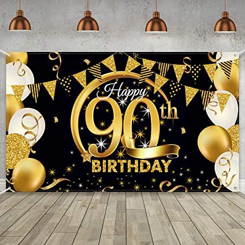 Украса за парти по случай рожден Ден, Много Голям Текстилен Плакат с Надпис от Черното Злато за Юбилейна Фотобудки, на Заден План, Банер, Аксесоари за парти по случа?
