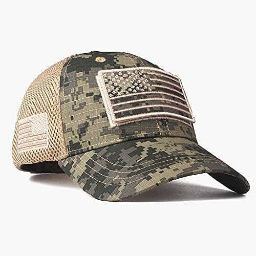 Камуфлаж американски флаг кръпка Бейзболна шапка шапки ретро ретро Местната тактически военен армия татко шапка за мъже жени