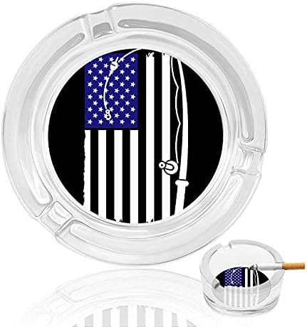 Американската Прът и Кука Флаг Кристален Пепелник За Цигари И Пури Притежателя Стъклен Пепелник Кръгъл Калъф За Вътрешен