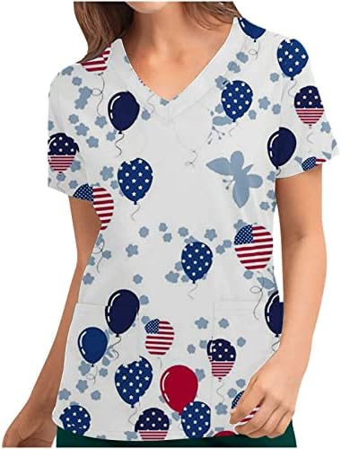 Дамски блузи на Ден на Независимостта с Къс ръкав и V-образно деколте, Празнична Тениска с Принтом Хартата, Тениски, Ежедневни Свободни Ризи 4 юли