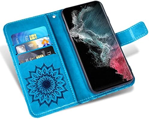 Asuwish Калъф за телефон Samsung Galaxy S22 Ultra 5G Чантата с Предпазно фолио от Закалено Стъкло и кожа Семки, Елегантен флип-надолу Капака, Държач за карти, Чиния, Аксесоари за мо?