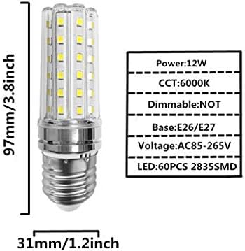 E27 Царевица led лампа 12 W, led крушки-Свещници, което е Еквивалента на 100 W, led лампи-Свещи мощност 12 W, с Цокъл E26/E27 средни по размер, Без регулиране на яркостта, Дневен бяло