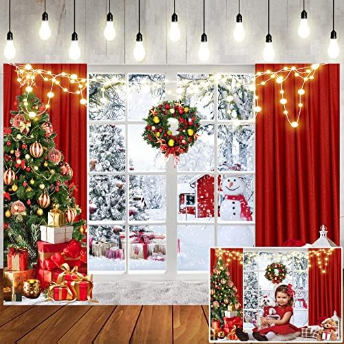 LTLYH 7x5ft Коледен Фон За Снимки Зимата Коледен Фон За Украса на прозорци, Орнаменти За Коледното парти Фотофоны Коледна Фотобудка Подпори Фон 189