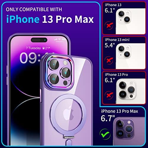 Калъф niufoey за iPhone 13 Pro Max с магнитна стойка, [Съвместим с Mag Safe] [Матиран броня и схванат делото] [Лъскава