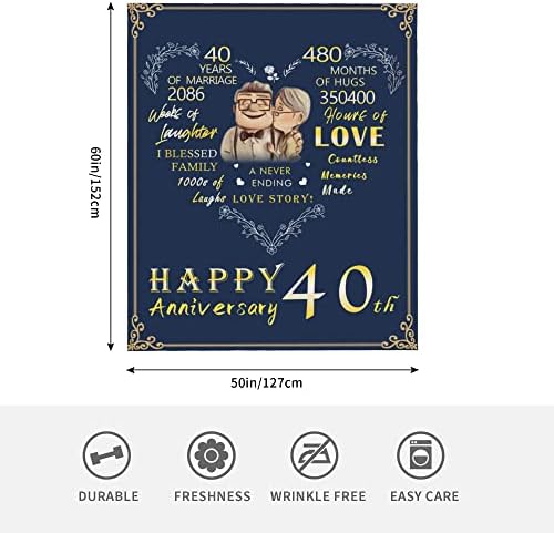 Одеяло на 40-та годишнина от сватба Сватбени Идеи за отношение Съпруга на Мъж, Подаръци за 40 години Съвместен живот