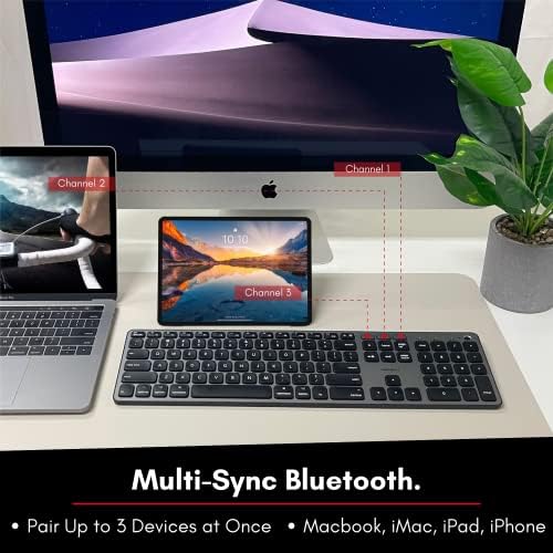 Bluetooth клавиатура с подсветка Macally за Mac и iOS устройства на Apple - Акумулаторна безжична клавиатура Mac с 107