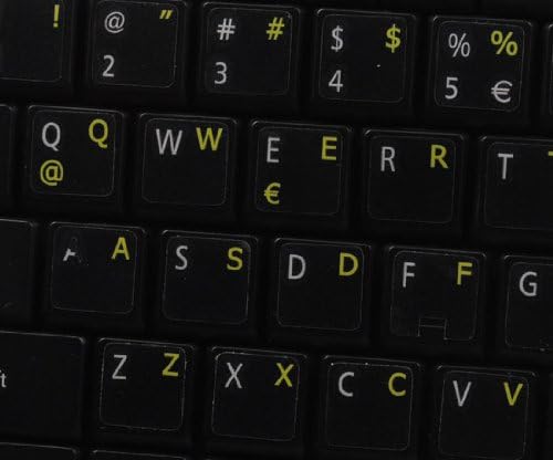 Надписите на испански-латинска клавиатура НА Прозрачен фон с Жълти букви (14X14)