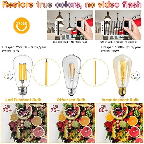 Лампата на Едисон с регулируема яркост ST58/ST19 Реколтата, led крушки, 12 W, Еквивалент От 120 W led лампи с нажежаема