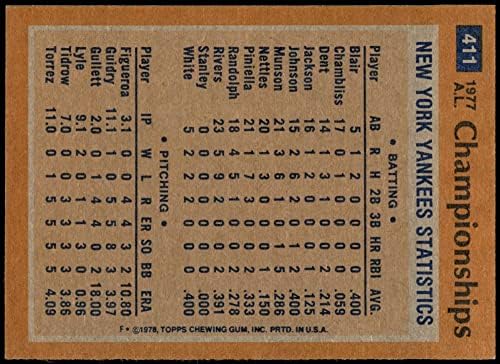 1978 Topps 411 AL Първенство - Рали Янкис, за да победи Роялз Канзас Сити Янкис / Рояли (Бейзболна картичка) Ню Йорк