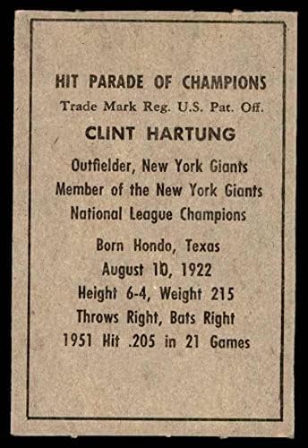 1952 Знания Рос Клинт Хартунг (Бейзболна картичка) EX/MT