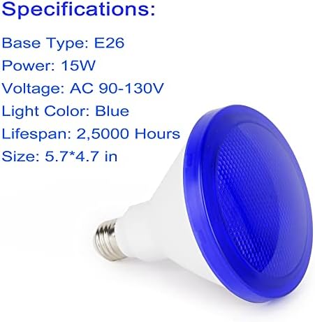 Сини Прожекторные лампи REMINDA, 15 W (еквивалент на 100 Вата), E26, Цокъл Par38, Led Синя Крушка за декор за Хелоуин,