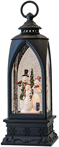 Музикален фенер GenSwin с Подсветка Снежна Топка 12 Снежен човек с 6-часов таймер, захранван от батерия и USB Пеене Въртящи