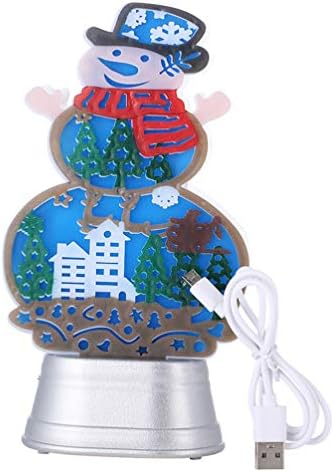 TOYANDONA Осветен Снежен човек Коледна Led Лампа Стъклени снежни топки лека нощ Празничен Блестящ Глобус Коледна Украса за дома (Цветна светлина)