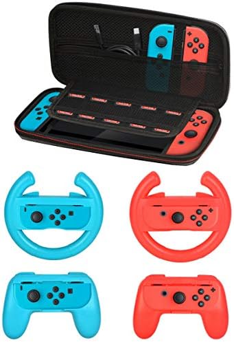 Комплект аксесоари за Nintendo Switch Games Starter, 2 на Волана, 2 комплекта дръжки, 1 Пътен калъф за носене (5 в 1,