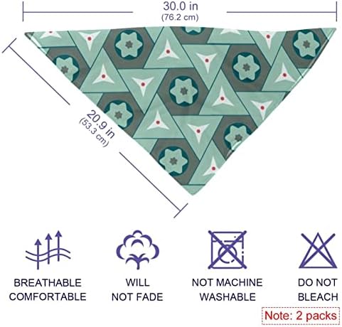 Кърпа за кучета, 2 опаковки, Син Шал за домашни Любимци с Геометричен Цветен Триъгълен Дизайн, Регулируема Триъгълни