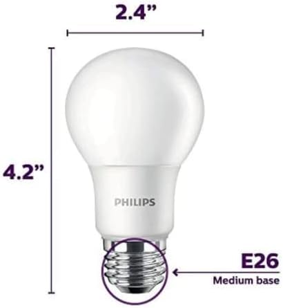 Led крушка PHILIPS A19 40 Вата, еквивалентна електрическата крушка 450 Лумена, е Мека Приятна, Бяла 2700 К, Средна База,