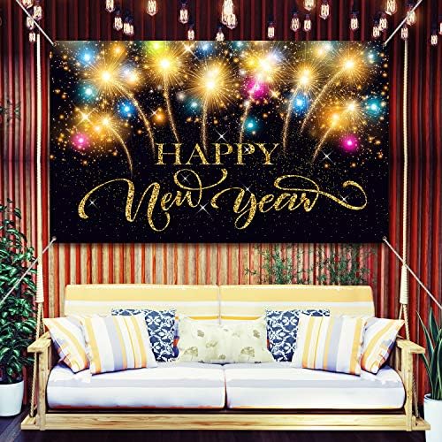 Аксесоари за декорация на партита честита Нова година, Много Голям Текстилен Банер честита Нова година за декорация на