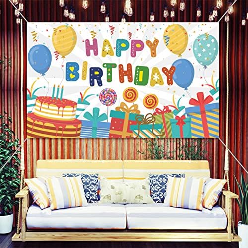 Банер с Въздушно топка честит рожден Ден, Украса за парти по случай рожден Ден за деца, Тематичен Фон за снимки на Торта