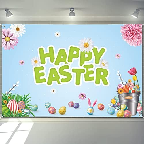 Arosche Великденски Декорации Банер 72 x 48 Фон Щастливи Великденски Яйца Цвете Снимка Sping Годишният Сезонен Празничен