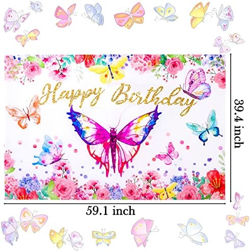 Пеперуда Рожден Ден на Фона Украса на Пролетно Цвете Парти Снимка Фон за Момичета Пеперуда на Тема Рожден Ден Аксесоари