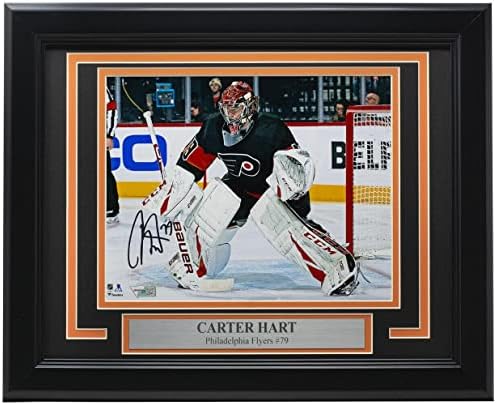 Картер Харт Подписа Снимка на Феновете на хокей на лед Филаделфия Флайърс 8х10 в рамка с автограф - Снимки от НХЛ