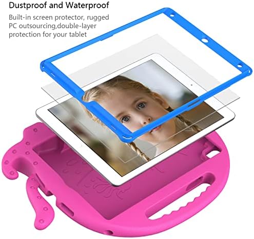 защитен калъф за таблет Детски калъф, съвместим с iPad 10,2 (2021/2019) с дръжка-броня |Защитна стойка за деца, калъф