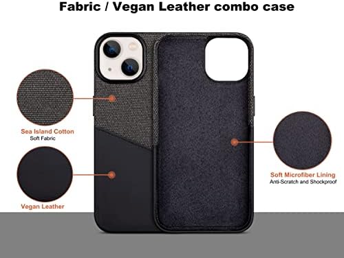 lopie [Калъф за мобилен телефон серия Sea Island Cotton, съвместим с iPhone 14 - Чанта-портфейл от изкуствена кожа от