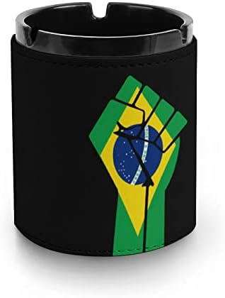 Бразилски Флаг, Стабилни Пепелници от Изкуствена Кожа за Пушачи, Настолен Пепелник за Пушачи, Пепелник за Домашния Офис,