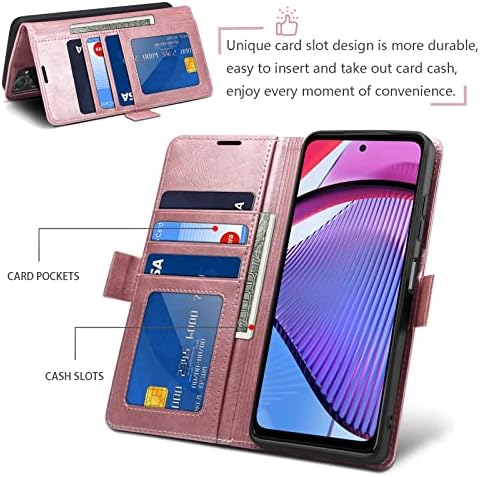 Калъф-за награда HAII за Мото G Power 5G 2023, Кожен калъф-портфейл с панти капак, отделение за кредитни карти с RFID