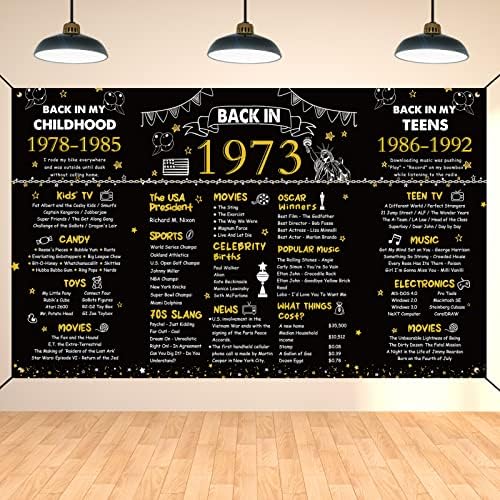 DARUNAXY Украса за партито за 50-ия рожден ден от Черното злато, Банер 1973 г., Писма с 50-годишен рожден Ден, Плакат