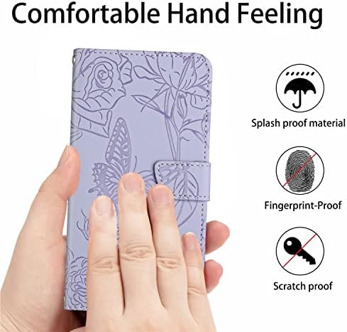 Чанта-портфейл XYX за Samsung A51 4G, Защитен калъф-книжка с релефни във формата на пеперуда и Цвете от Изкуствена кожа
