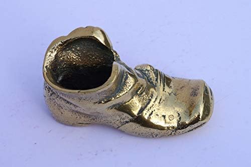 Скулптура от плътен месинг: Самотен обувки || Пепелник за обувки || Ретро Малък предмет в идеалния реколта състояние