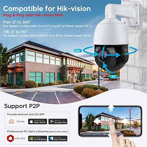 8-Мегапикселова PTZ PoE IP камера UltraHD 4K на улиците със завъртане, наклон, 18-кратно Оптично увеличение, Обектив