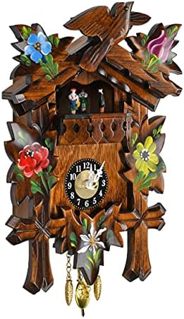 Музикалното Ковчег в Тавана На Традиционните Издълбани Алпийски Цветя Кварцов Часовник с Кукувица в Шварцвалд