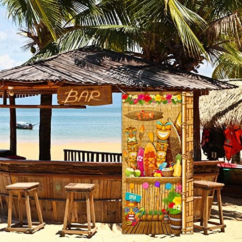 Blulu Хавайски Luau Украса за партита Тики Вратата на Кутията Тики Тотем Врата Банер Знак Тропически Врата Банер Алоха