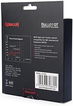 Redragon A113 Bullet-QT (24 безшумни тактилни механични ключа) - Аналог на кафяв цвят, монтирани на 3-контактна плоча
