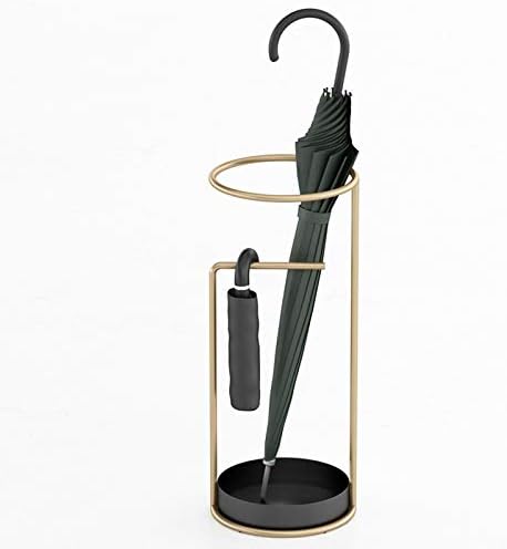 ZESUS Кръгла Метална Поставка за чадъри, стойка за чадъри в Изчистен Стил за Дълги Сгъваеми Чадъри, Кофа За Съхранение